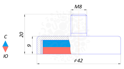 Магнитное крепление с винтом С42 М6/М8 в наличии фото 3