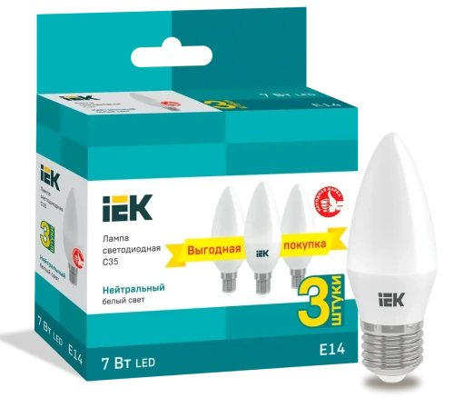 Фото акция! лампа светодиод. iek c35 е14 7w (3шт.) фото 2 АКЦИЯ! Лампа светодиод. IEK C35 Е14 7w (3шт.) в наличии фото 2
