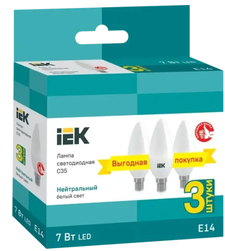 Фото акция! лампа светодиод. iek c35 е14 7w (3шт.) фото 3 АКЦИЯ! Лампа светодиод. IEK C35 Е14 7w (3шт.) в наличии фото 3